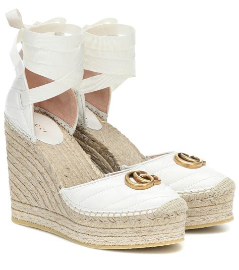 gucci women's leather platform espadrille|gucci espadrilles white.